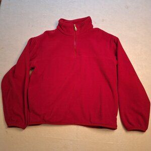Lands End Unisex Red Fleece Quarter Zip Pullover